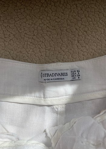 Beyaz Keten Pantolon - Görsel 3