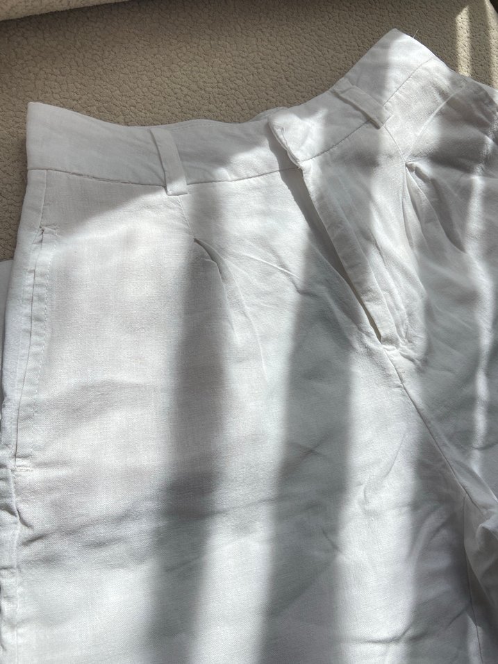 Beyaz Keten Pantolon - Görsel 2