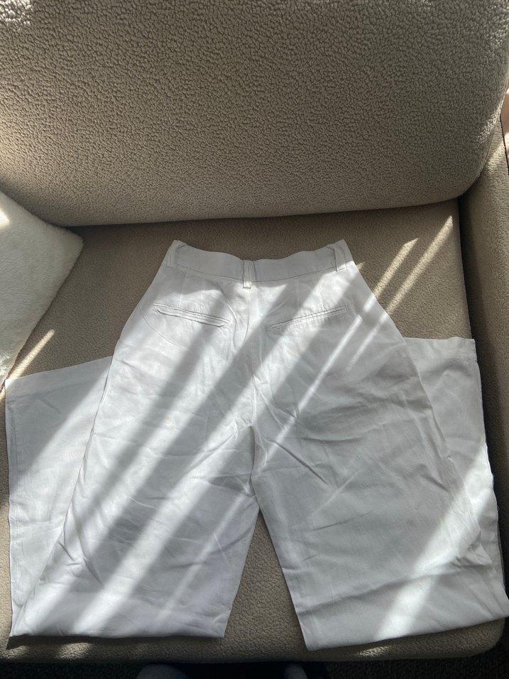 Beyaz Keten Pantolon - Görsel 5