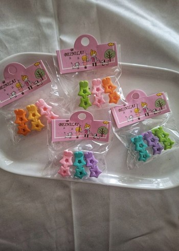 Renkli Yıldızlı Çocuk Toka Seti - Görsel 2