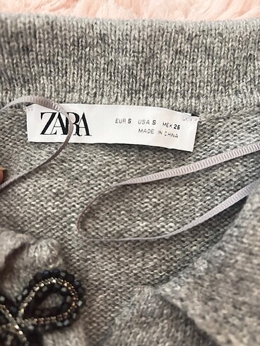 Zara Gri boncuk düğmeli hırka