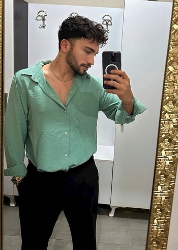Diğer Düğmeli, airobin Erkek Gömlek