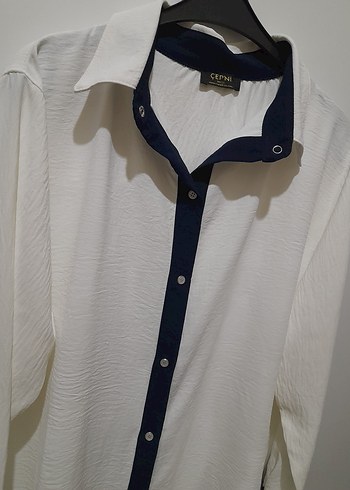 Düğmeli Beyaz Kadın Gömlek - Görsel 3