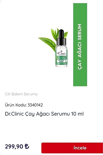 Diğer Dr.Clinic Çay Ağacı Serumu 10 ml