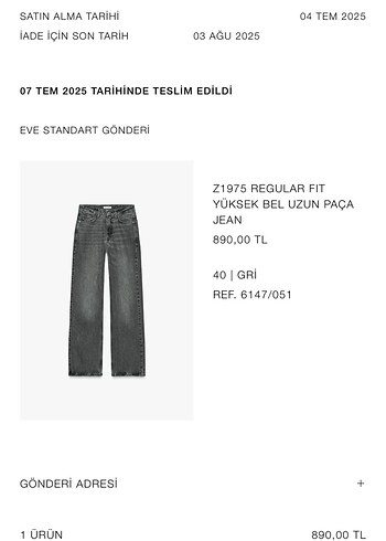 Zara Gri Regular Fit Midi Kadın Denim Pantolon
