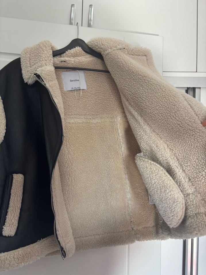 Kürklü Deri Siyah Kadın Biker Yelek - Görsel 3