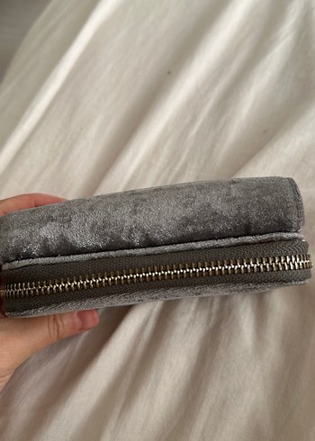  Beden Greyder marka Gri Süet Fermuarlı Kadın Cüzdanı