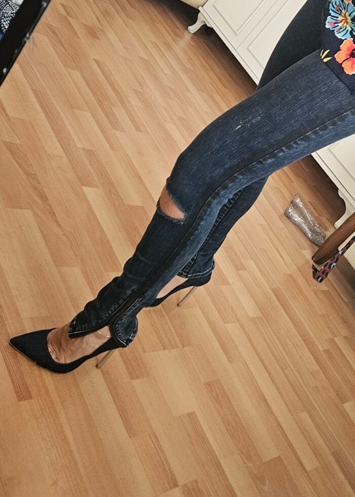 35 numara kot kumaş Stiletto ayakkabı - Görsel 2