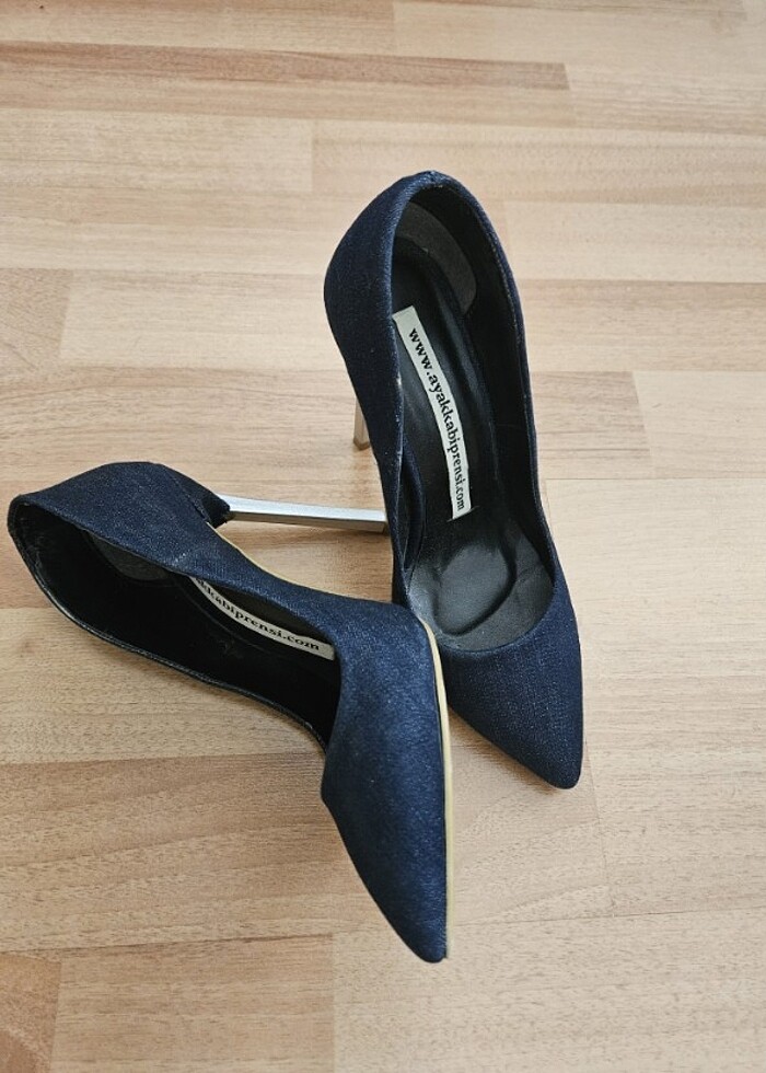 35 numara kot kumaş Stiletto ayakkabı - Görsel 3