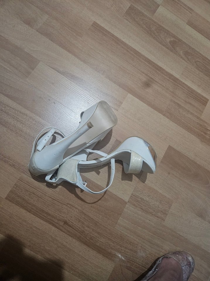 Beyaz Stiletto Topuklu Kadın Abiye Ayakkabı - Görsel 5