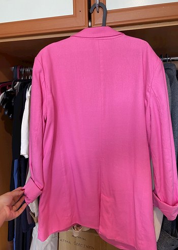 Stradivarius Stradivarius Pembe Düğmeli Kadın Midi Blazer Ceket
