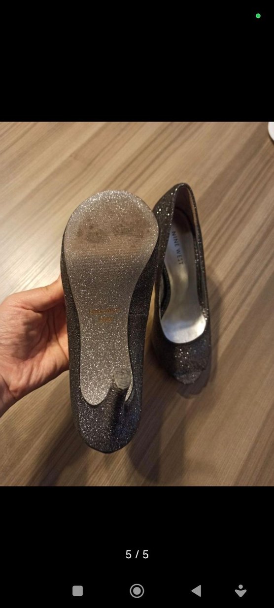 Simli Gri Kadın Topuklu Abiye Ayakkabı - Görsel 3