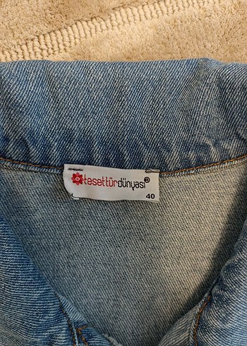 m Beden mavi Renk Nakışlı Mavi Kadın Denim Ceket
