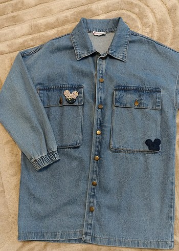 Nakışlı Mavi Kadın Denim Ceket