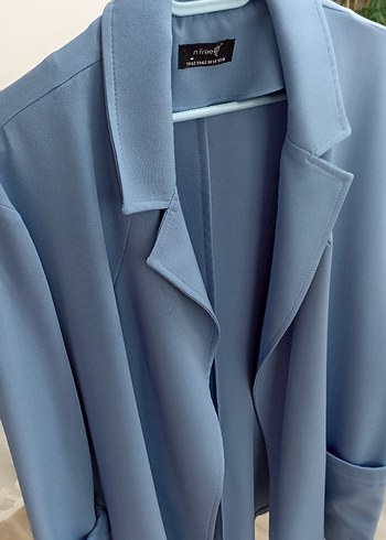 Diğer Mavi Uzun Kesim Oversize ceket