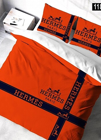 Beden turuncu Renk Hermes Çift Kişilik Nevresim Takımı