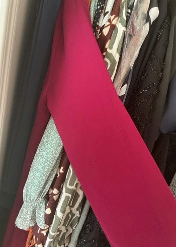 Bordo Uzun Kollu Salaş Kadın Elbise 44 46 uyumlu - Görsel 7