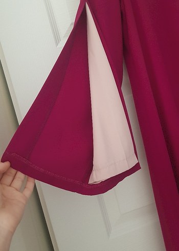 Bordo Uzun Kollu Salaş Kadın Elbise 44 46 uyumlu - Görsel 5