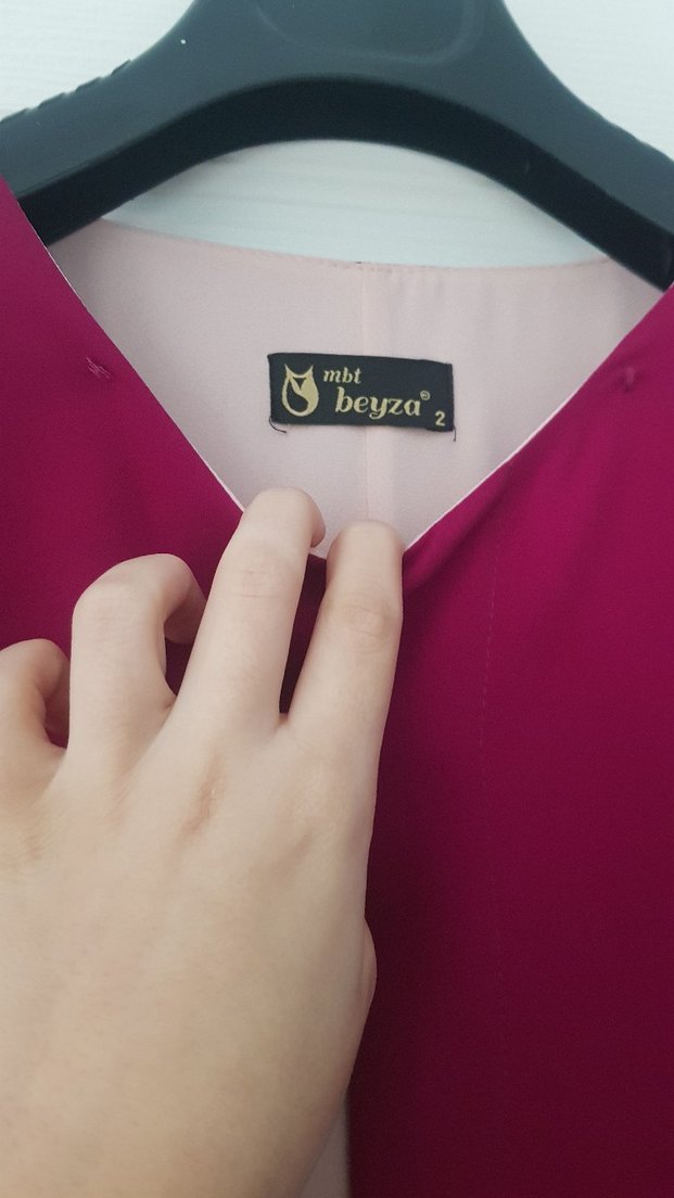 Bordo Uzun Kollu Salaş Kadın Elbise 44 46 uyumlu - Görsel 4