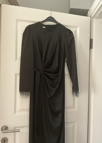 Siyah Drapeli Uzun Kollu abiye - Görsel 2