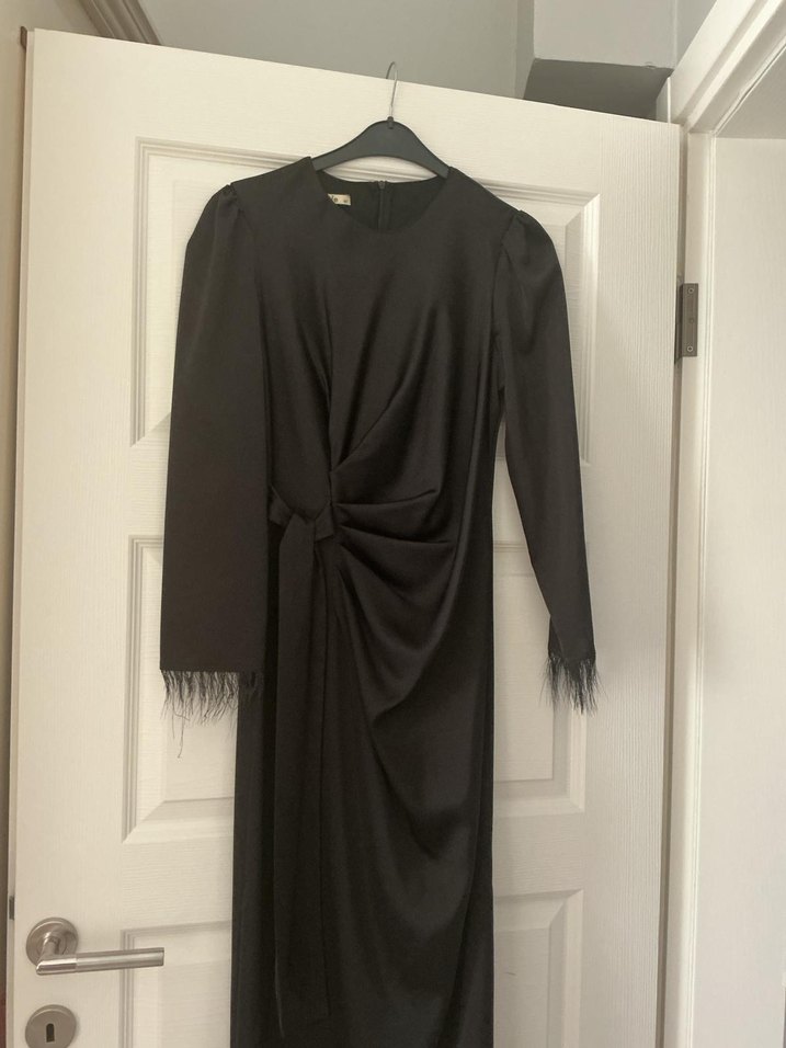 Siyah Drapeli Uzun Kollu abiye - Görsel 2