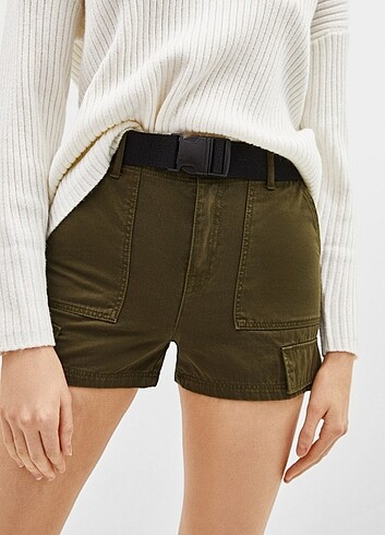 Bershka Haki Kargo Şort