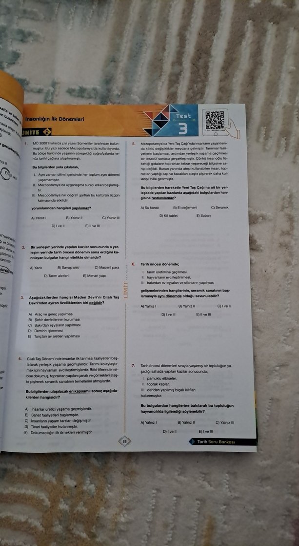 TYT-AYT Tarih Soru Bankası Limit Yayınları - Görsel 2