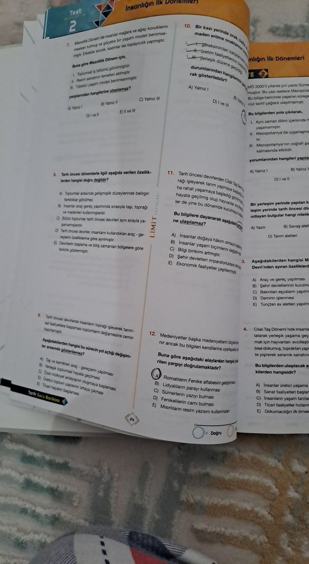 TYT-AYT Tarih Soru Bankası Limit Yayınları - Görsel 3