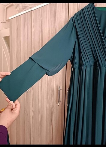 42 Beden yeşil Renk 42 beden tesettür abiye