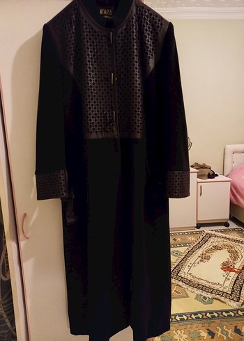 Siyah Süet Uzun Kadın Kaban - Görsel 5