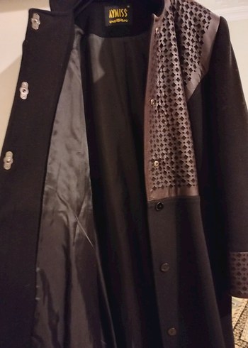 Siyah Süet Uzun Kadın Kaban - Görsel 4