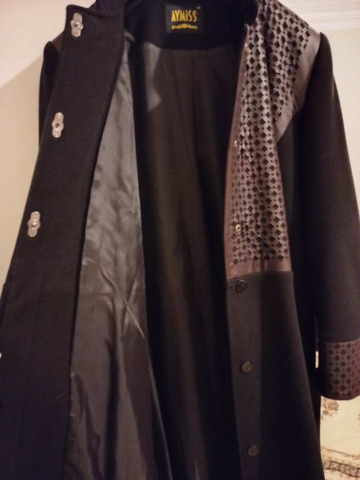 Siyah Süet Uzun Kadın Kaban - Görsel 2