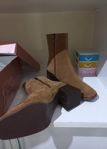 Bej Süet Kadın Topuklu Bot - Görsel 6