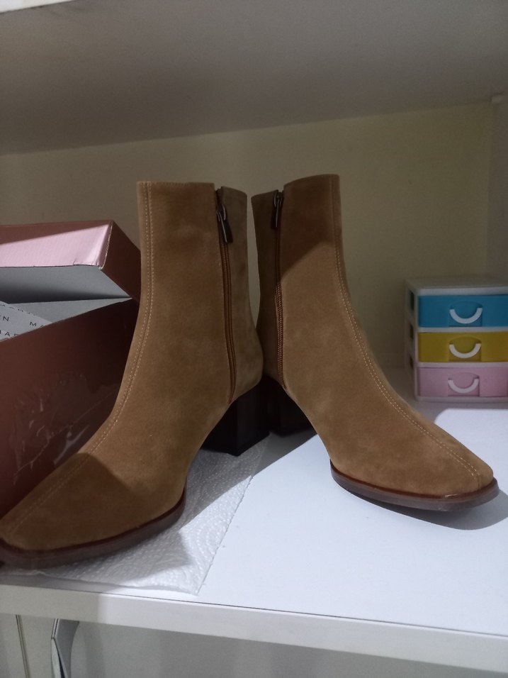 Bej Süet Kadın Topuklu Bot - Görsel 5