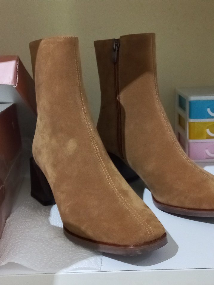 Bej Süet Kadın Topuklu Bot - Görsel 4