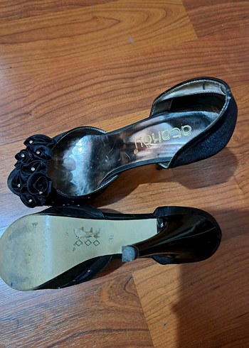 Siyah saten yüksek topuklu,abiye ayakkabı. - Görsel 4