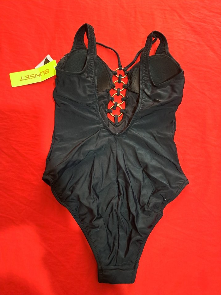 Siyah Göğüs Bağcıklı Kadın Mayo - Görsel 2