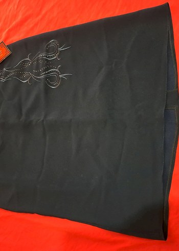 Koyu lacivert Taş Detaylı Kadın midi etek. - Görsel 2