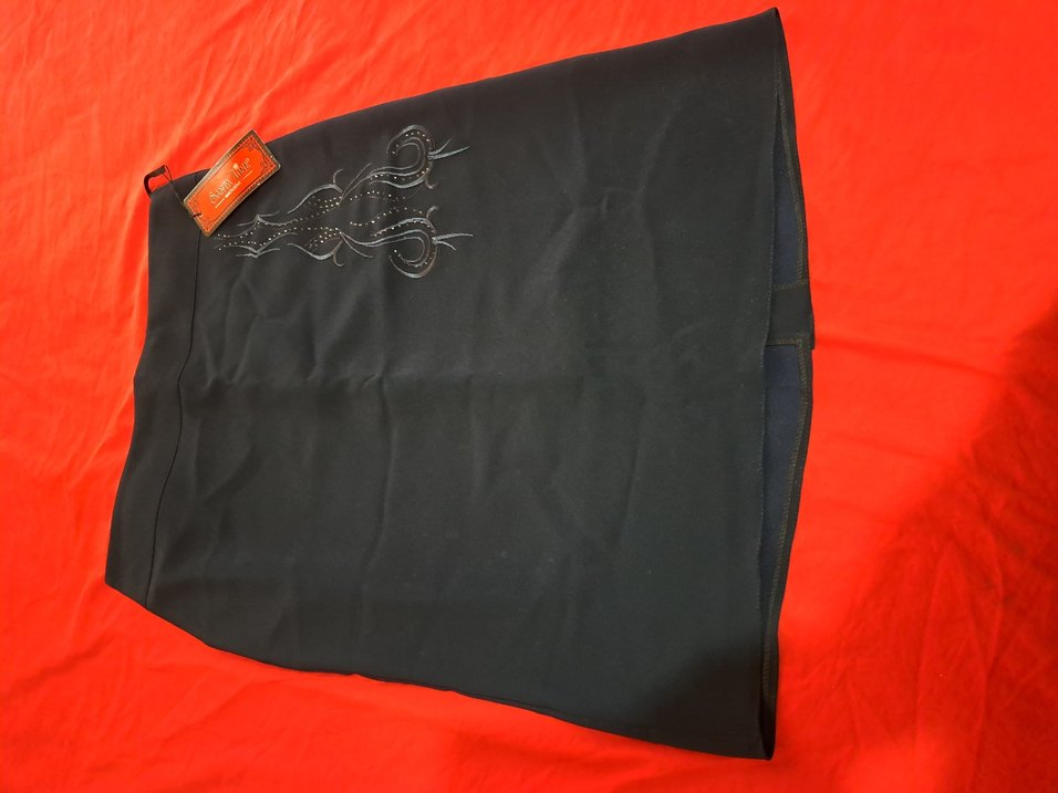 Koyu lacivert Taş Detaylı Kadın midi etek. - Görsel 2