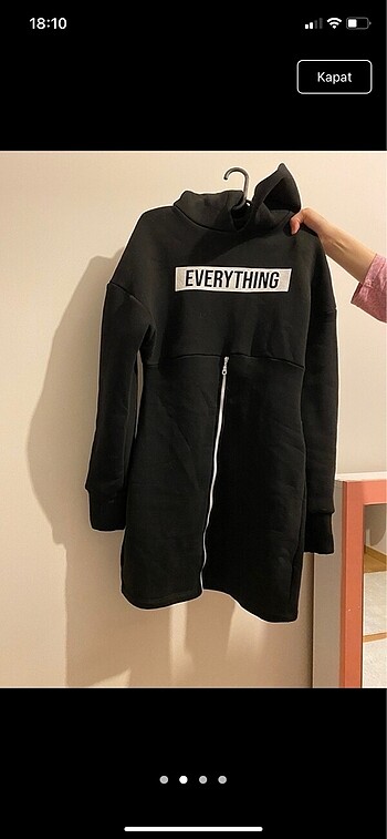 Diğer Everything yazılı siyah fermuarlı mini elbise