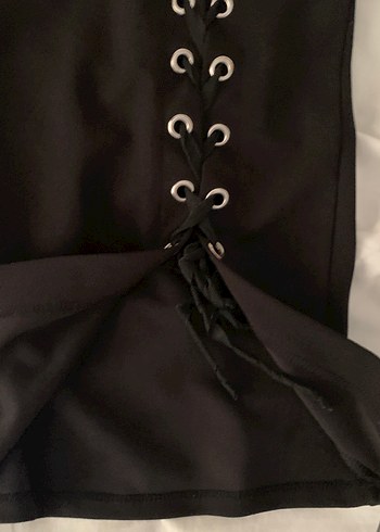 Diğer Düğmeli Siyah Uzun Gotik Mini Etek