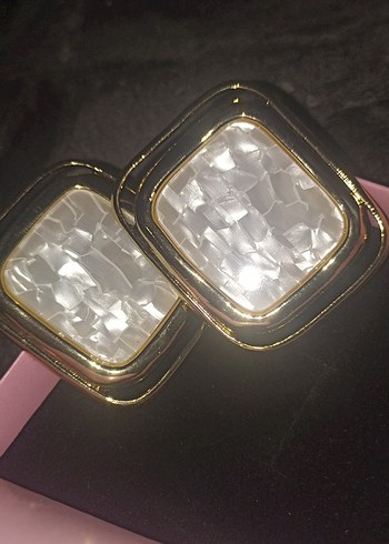 Diğer Parlak Altın Mini Kare Vintage Küpe