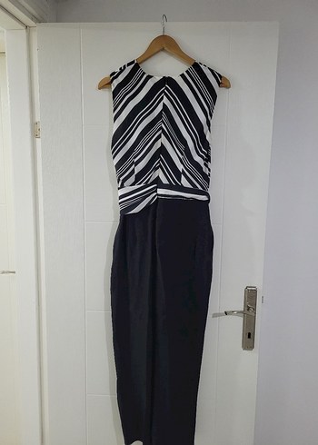 Zebra Desenli Siyah Kadın Tulum - Görsel 2