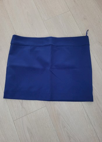 Düz Koyu Mavi Mini Etek - Görsel 2