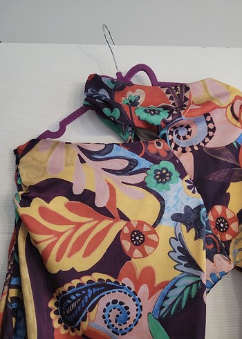 Renkli Desenli Uzun Bohem Elbise - Görsel 2