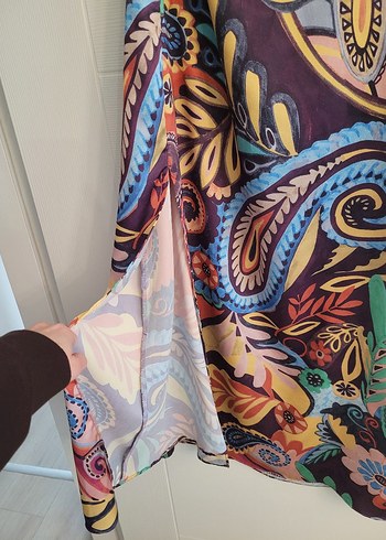 Renkli Desenli Uzun Bohem Elbise - Görsel 5