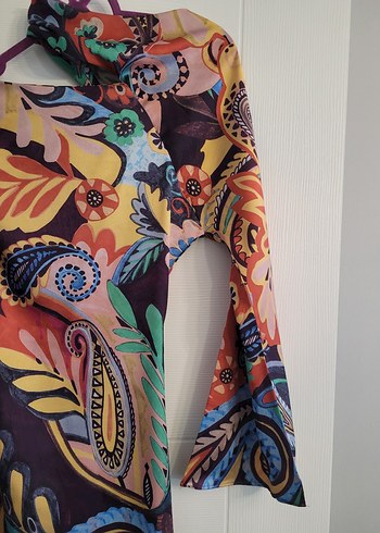 Renkli Desenli Uzun Bohem Elbise - Görsel 3