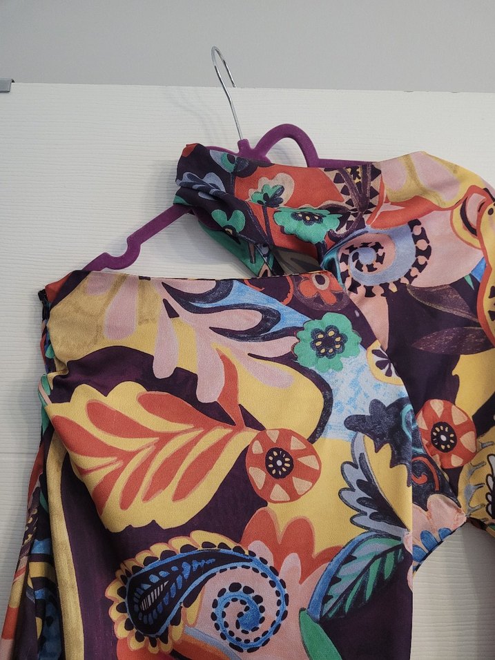 Renkli Desenli Uzun Bohem Elbise - Görsel 2