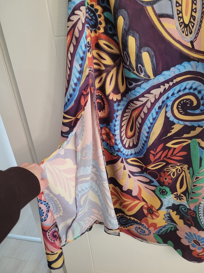 Renkli Desenli Uzun Bohem Elbise - Görsel 5