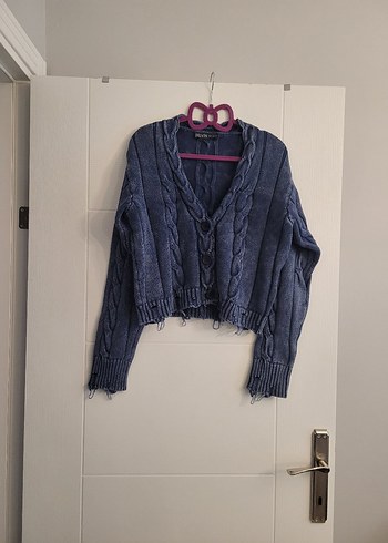 Trendy Gri Örgü Kadın Hırka - Görsel 2